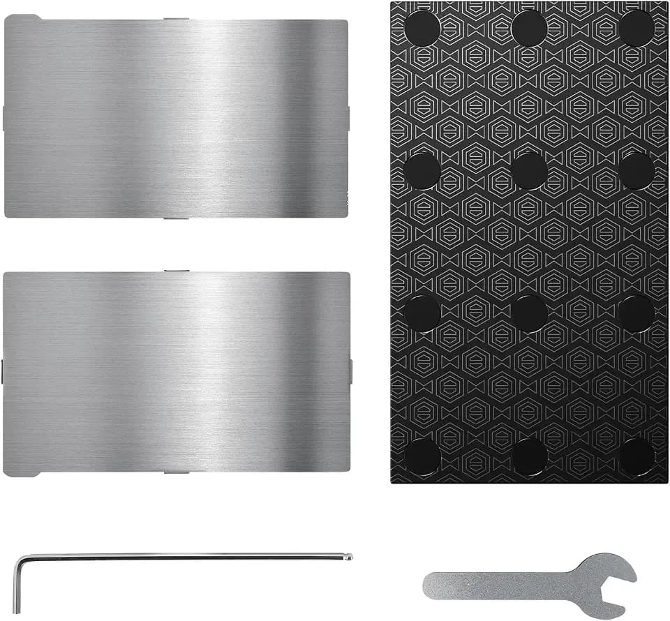Upgraded Resin 3D Printer Magnetic Printing Platform, 2PCS Flexible Spring Steel Building Plate and 1PCS Steel Base Platform Compatible with ELEGOO Saturn 4 / Saturn 4 Ultra 3D Printer, 224x129mm