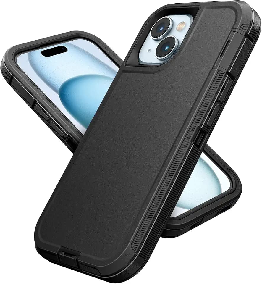 Jelanry for iPhone 15 5G Case Heavy Duty Tough & Rugged Protection - Black
