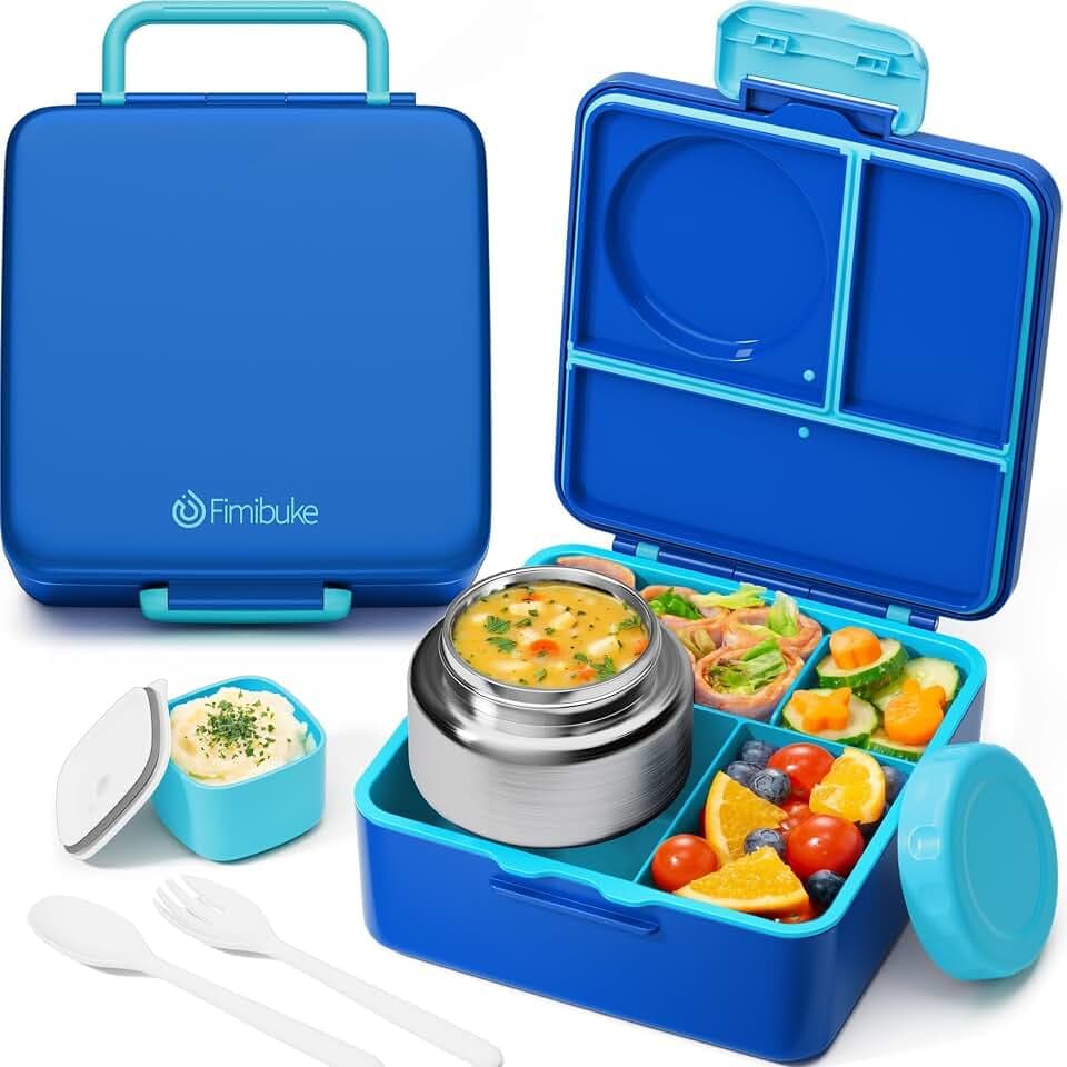 Fimibuke 60oz Leakproof Bento Lunch Box for Kids with 8.5oz Thermo Food Jar