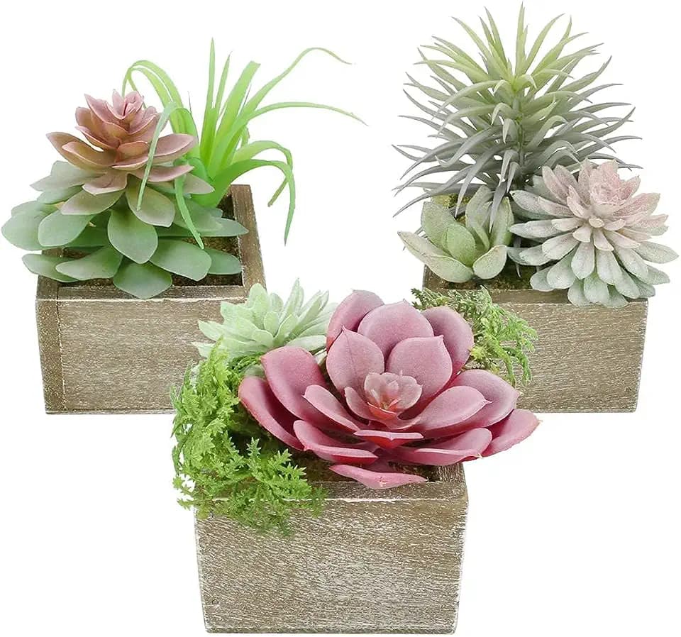 Succulent Plants Artificial for Home Bathroom Decor Fake Plants 3 Pack