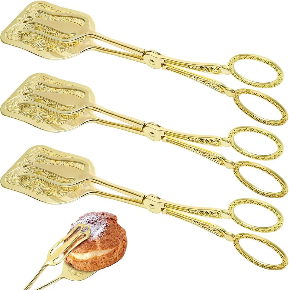 Jucoan 3 Pack Vintage Serving Tongs for Party, 8.5 Inch Buffet Salad Tongs