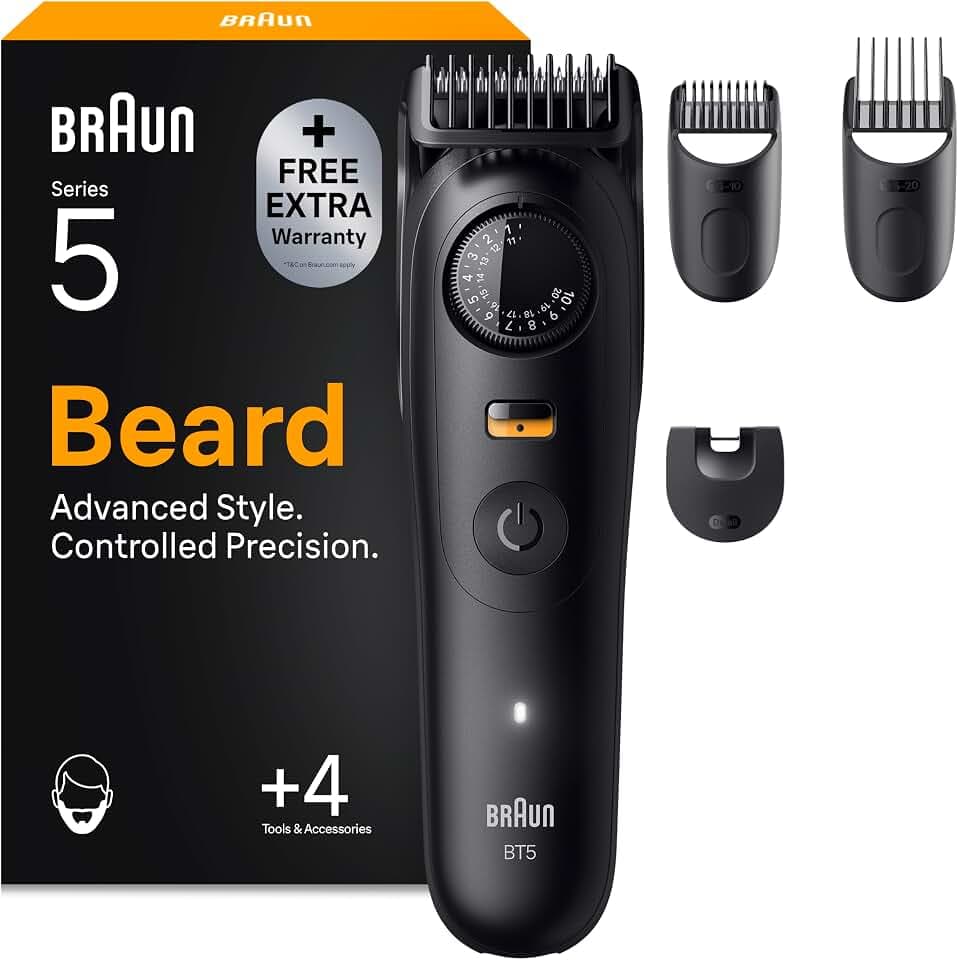 Braun Barttrimmer Series 5, Bartschneider Herren, BT5520, Schwarz