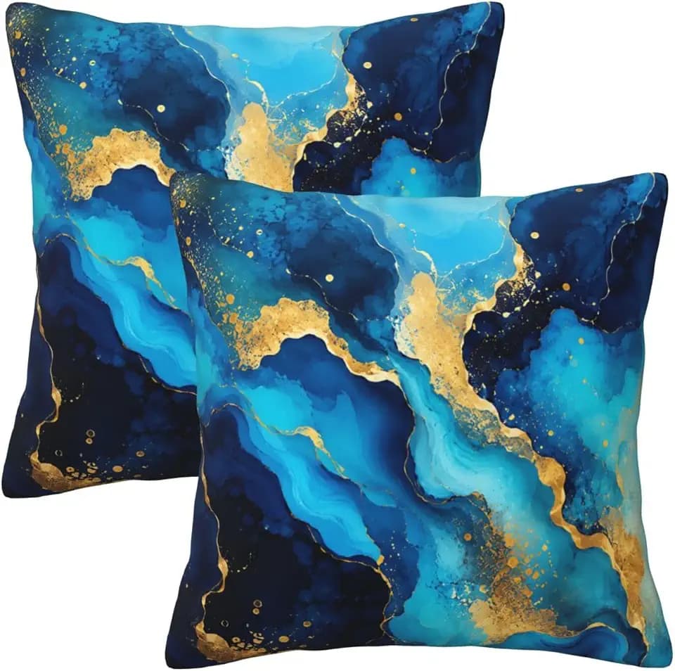 Marble Throw Pillow Covers 18 X 18 Inch Set of 2 Pillow Cases Decoration Cushion Cover for Sofa Bedroom Living Room Outdoor