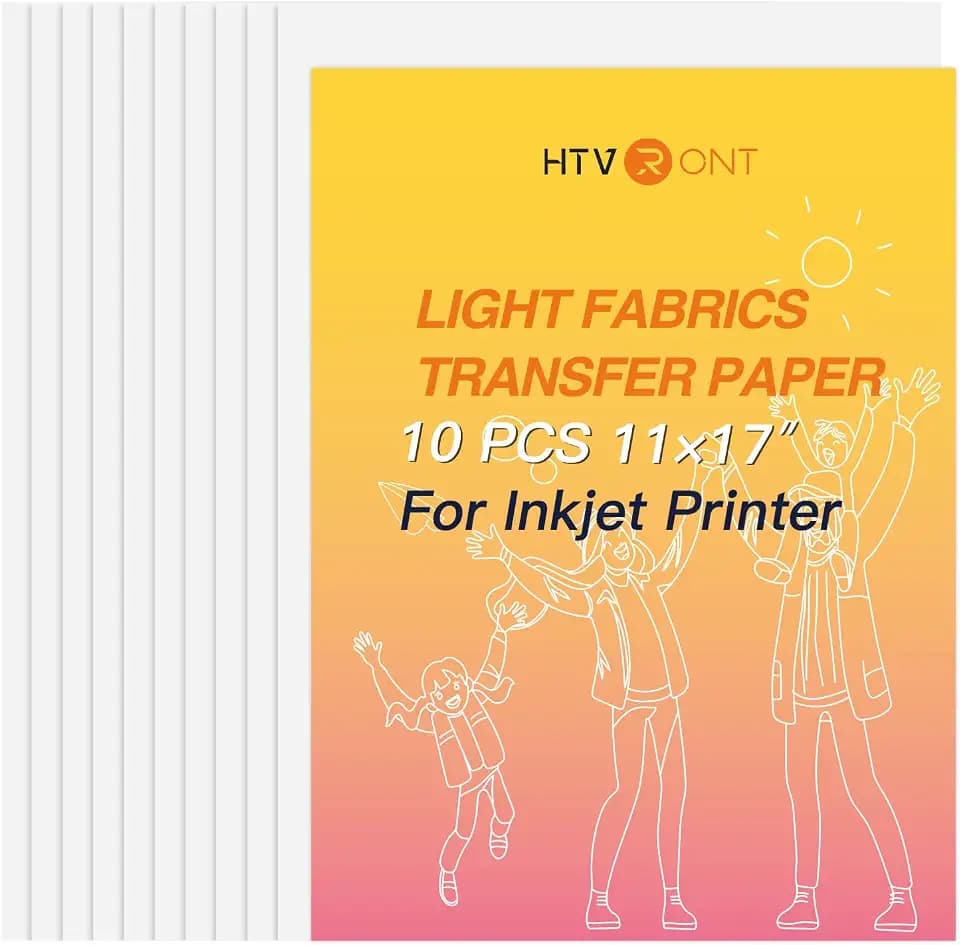 HTVRONT Iron on Transfer Paper for Light T Shirts -10 Pack 11x17" Heat Transfer Paper for Inkjet Printer, Easy to Use Printable Heat Transfer Vinyl, Vibrant Color, Durable & Soft
