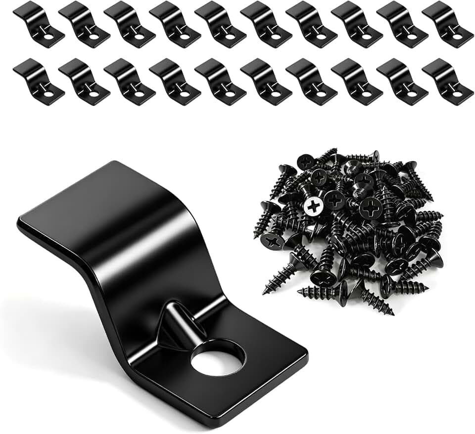 Table Top Fasteners, Z Clips for Table Tops 20 Packs (Black)