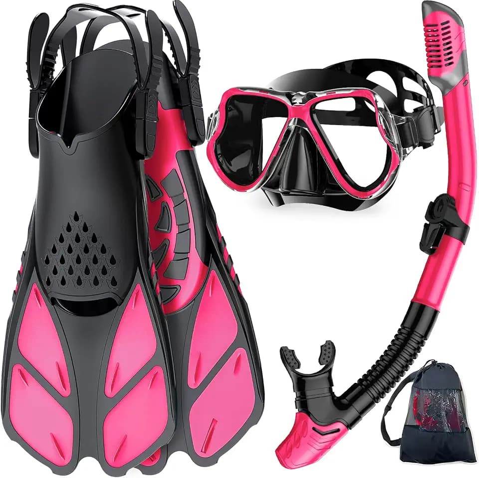 Snorkeling Gear for Adults, Panoramic Mask Anti-Fog & Dry Snorkel