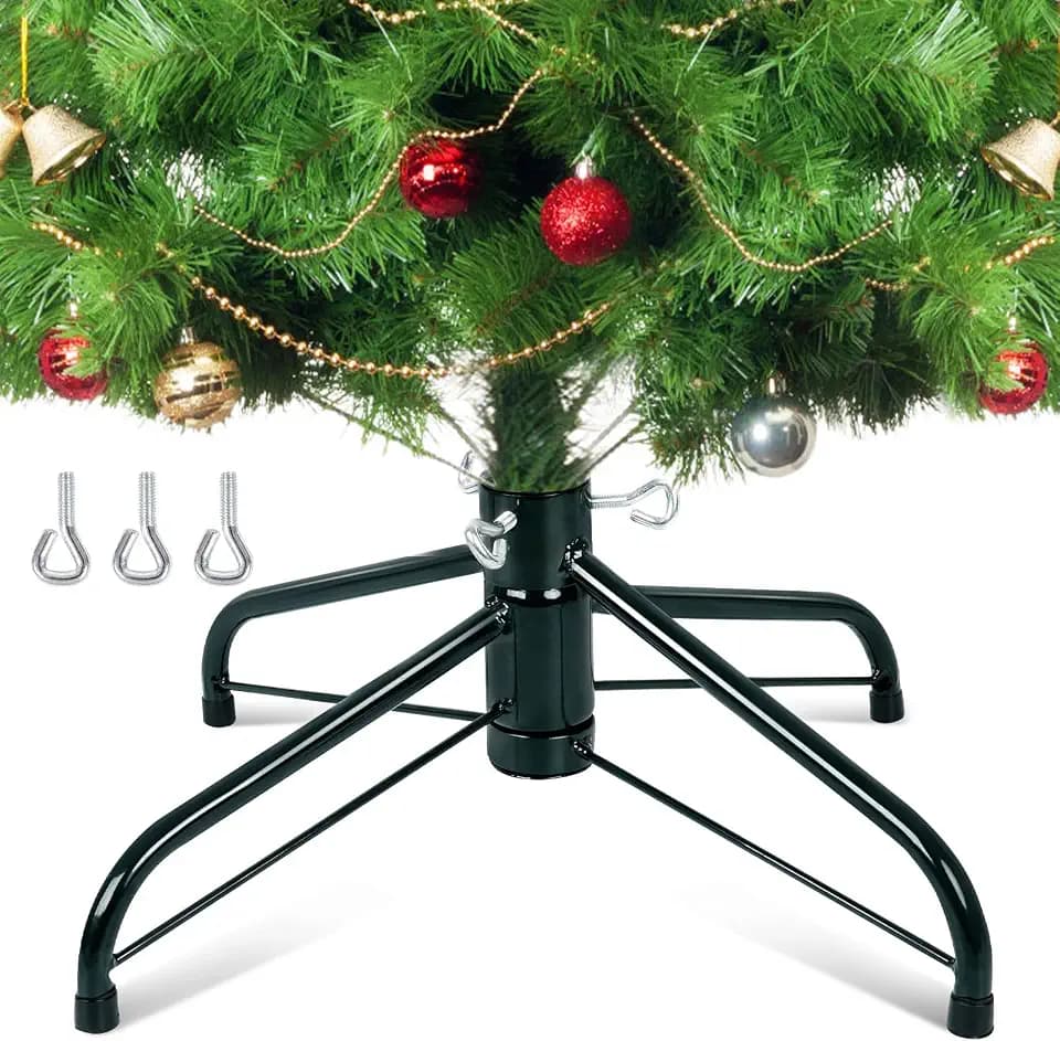 Digury Christmas Tree Stand, Christmas Tree Base Replacement (Length16.1, Dia 1.25") for Artificial Trees up to 2-7 FT Heavy Duty Folding Christmas Tree Stands Dark Green