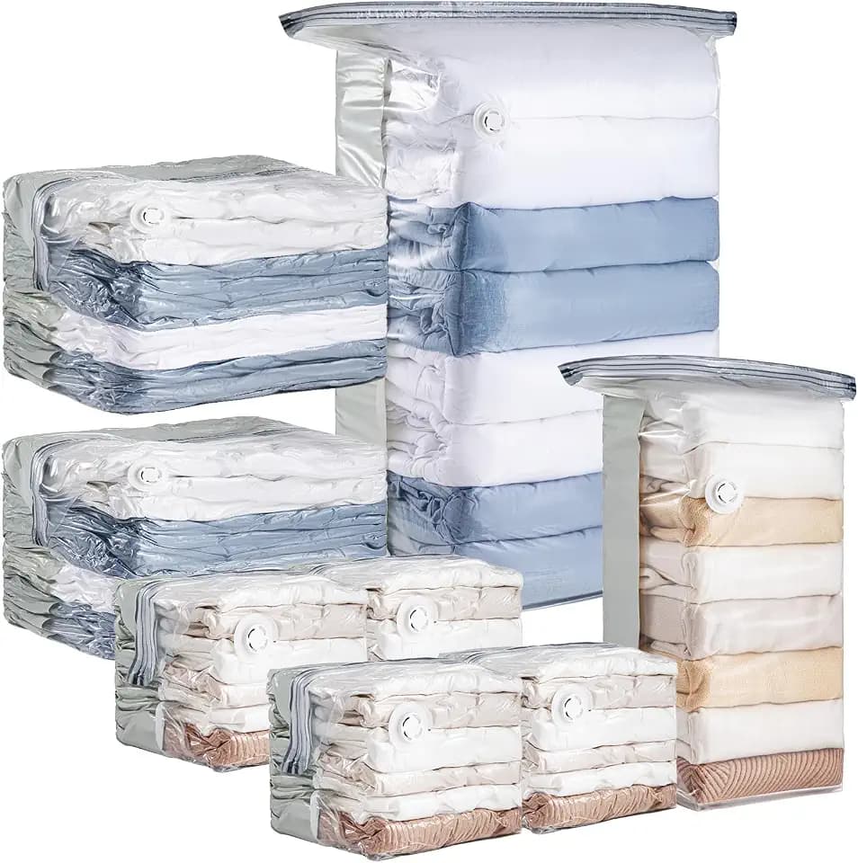 8 Pack Cube Vacuum Storage Bags, 2 Size Combo (3 Jumbo+5 Medium)