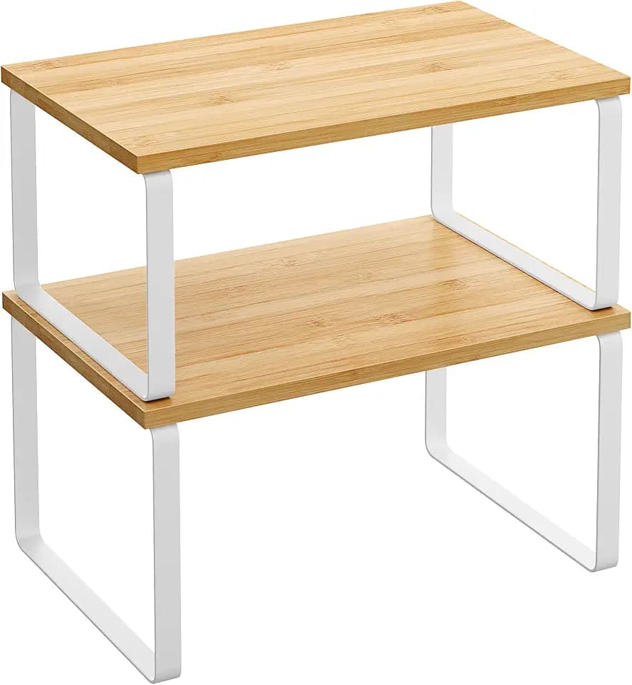 SONGMICS Cabinet Organizer Shelf, Set of 2 Spice Rack, Kitchen Storage