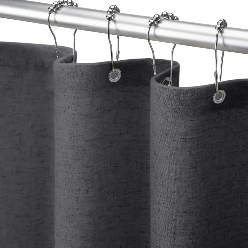 Linen Shower Curtain Flax Dark Gray Boho Farmhouse 72" W x 72" L