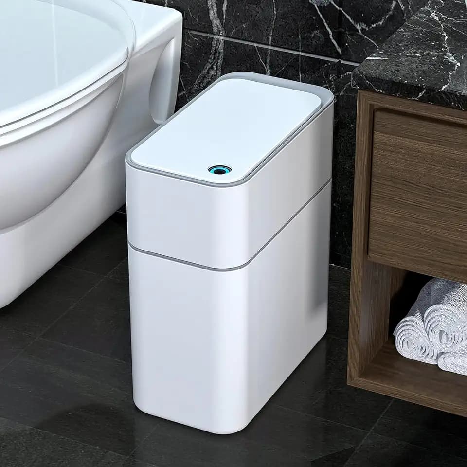 MOPALL Bathroom Trash Can with Lid Automatic Bagging Motion Sensor 3.5gal