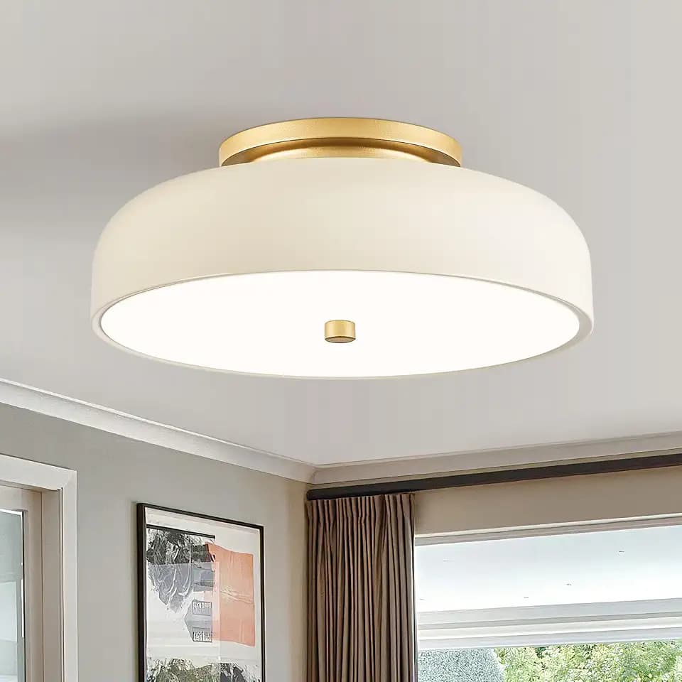 Dimmable LED Ceiling Light Fixture, Cream White, 5CCT, 11.8 Inch
