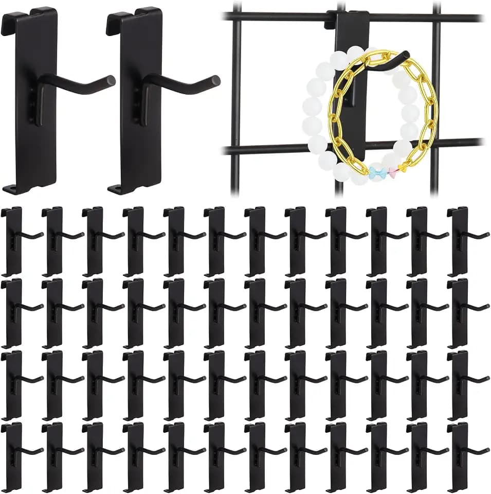 50 Pack Gridwall Hooks, 2 Inch Display Hooks for Wire Grid Wall Panels