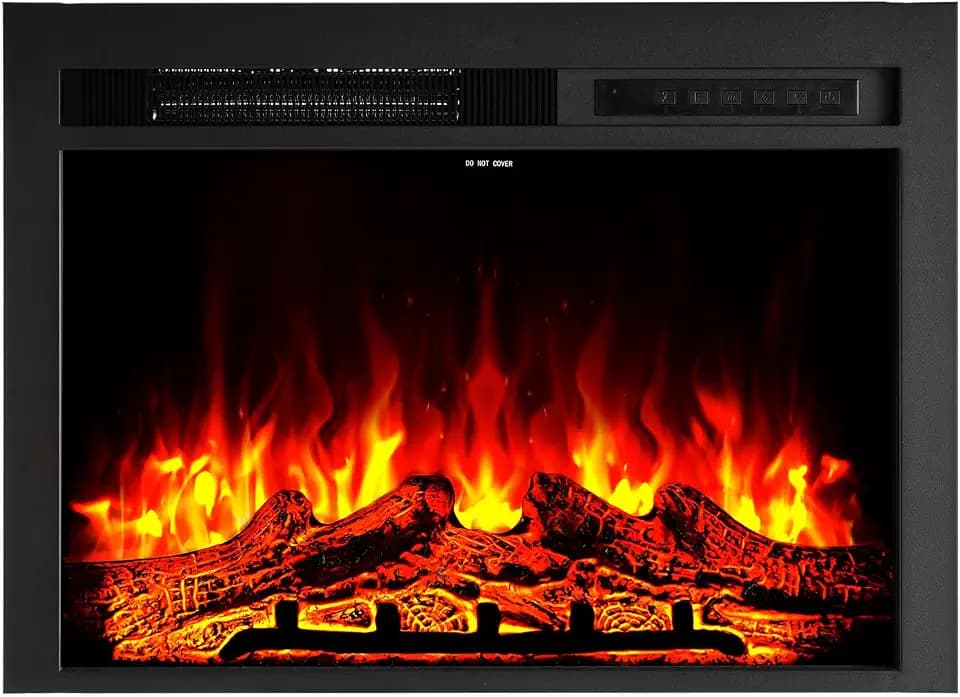 VEVOR 40 Inch Electric Fireplace Insert, 5000BTU Recessed or Wall Mounted Heater Realistic Flame Colors & Adjustable Brightness, 750W/1500W Dual Heat, 8H Timer, for Living Room & Bedroom