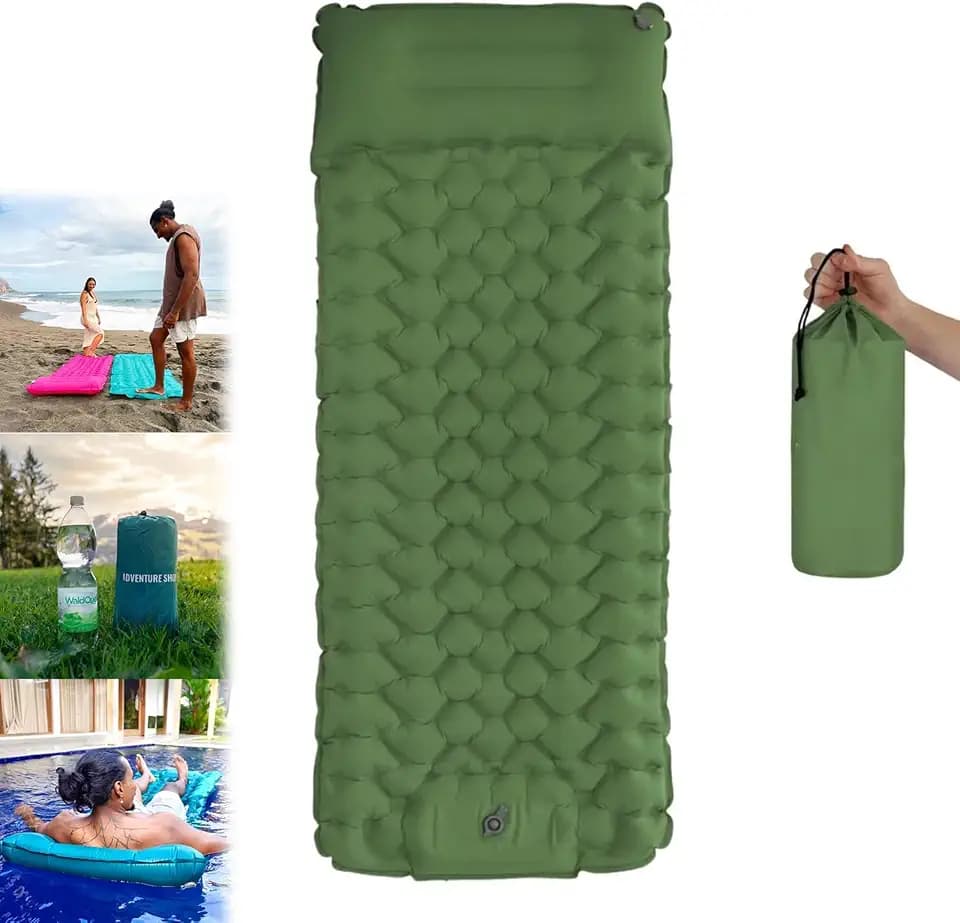 Lounge Mat - Your Portable Chill Zone, Thick Memory Foam Sleeping Pad for Camping, Self Inflating Travel Air Mattress with Pump, Lightweight Portable Car Tent Bed for Outdoor Backpacking