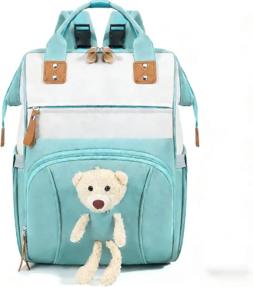 Stylish Baby Diaper Bag Backpack Stroller Straps Large Diaper Backpack Boy Girl Water Resistant Travel Diaper Backpack for Mom Dad Boys Girls White-Blue