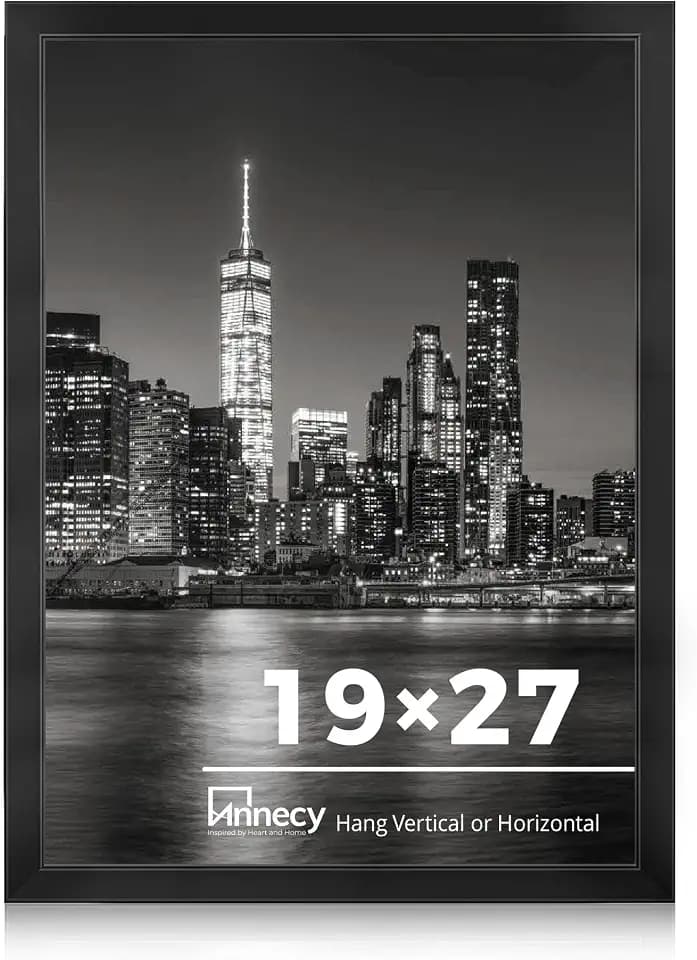 Annecy 19x27 Picture Frame Black(1 Pack), 19 x 27 Picture Frame for Wall Decoration, Classic Black Minimalist Style Suitable for Decorating Houses, Offices, Hotels