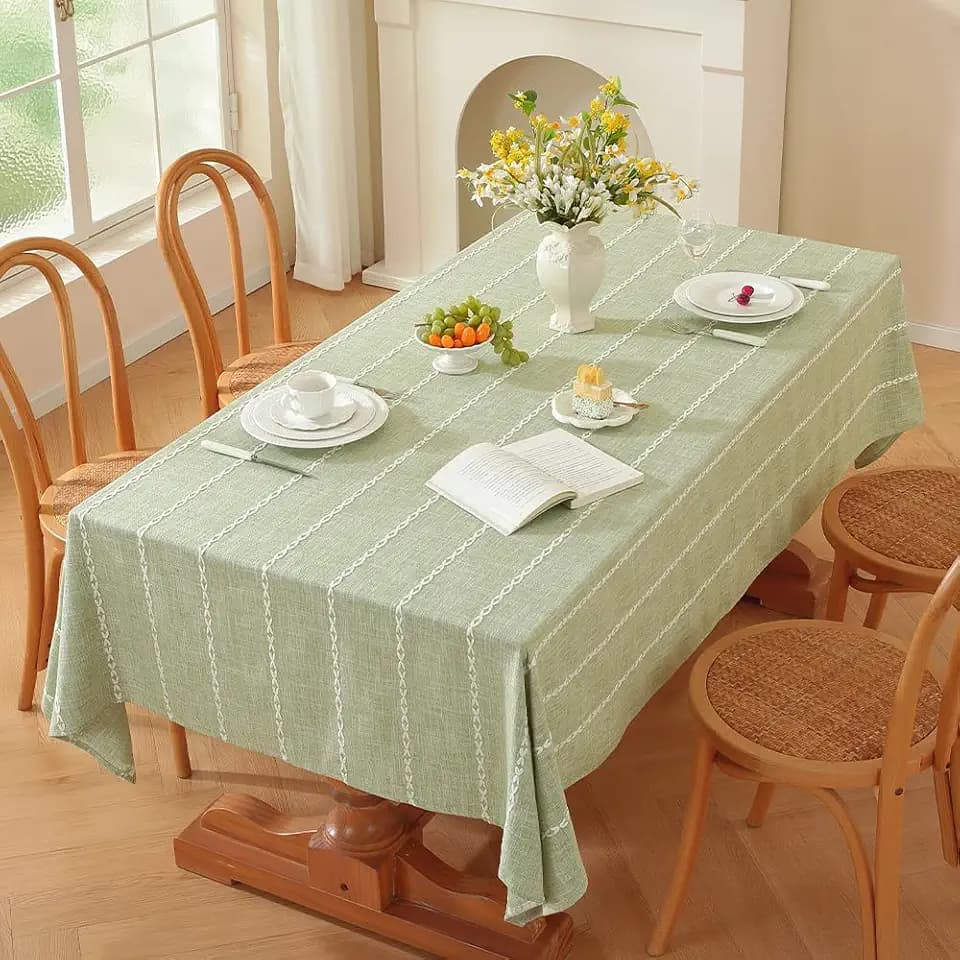 Zobesta Sage Green Tablecloth Rectangle 53x98 Inch Cotton Green Table Cloth