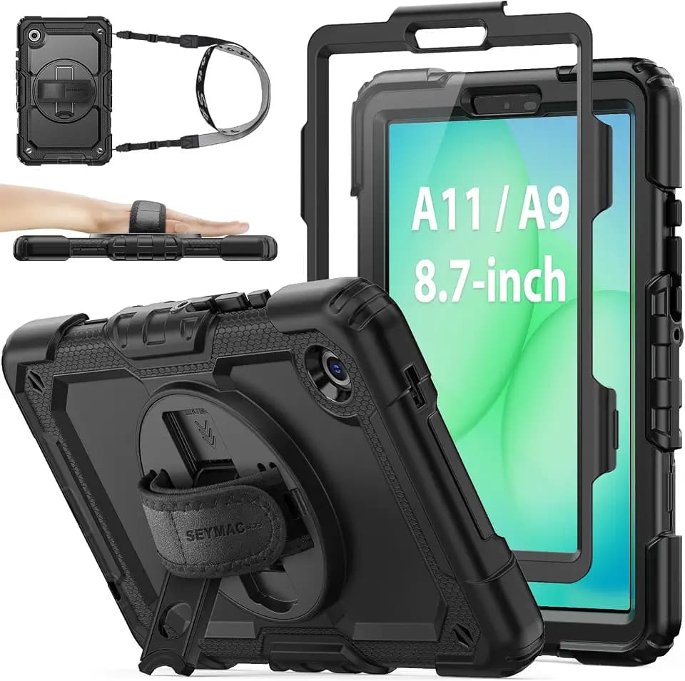SEYMAC stock Hülle für Samsung Galaxy Tab A11/A9 8,7" 2025/2023, Schwarz