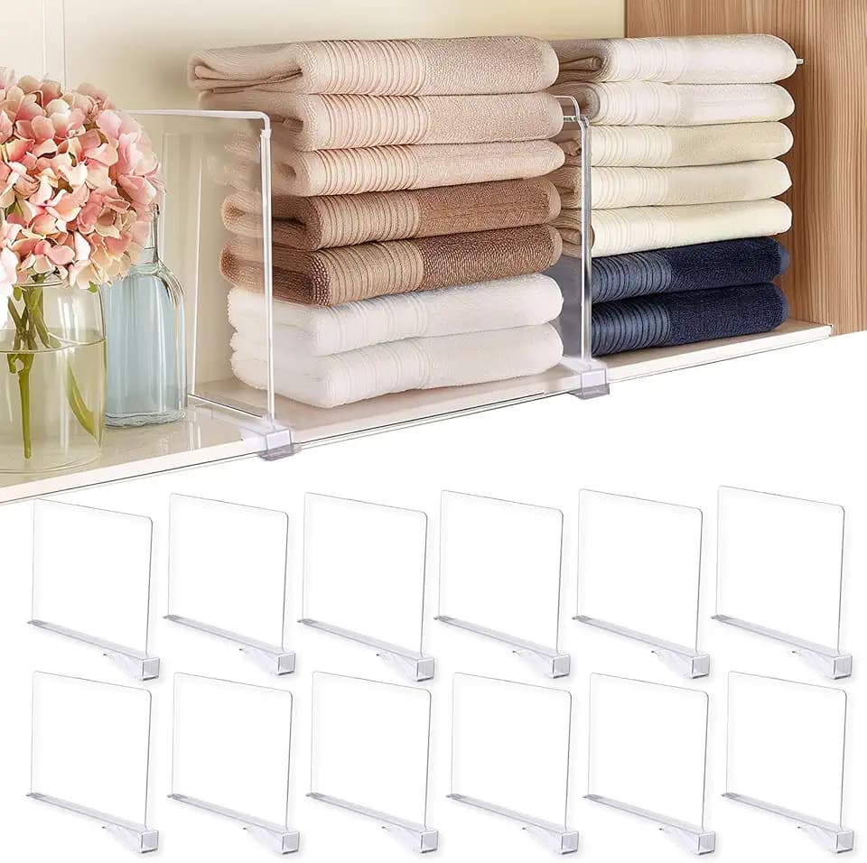 12Pcs Acrylic Shelf Dividers for Closet Organization Purse Organizer