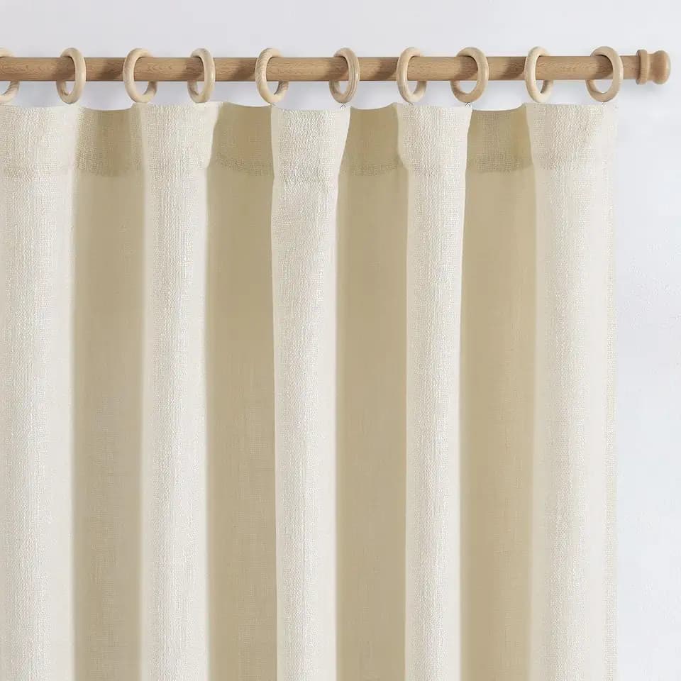 jinchan Burlap Linen Look 108 Inches Long Textured Curtains for Living Room Light Filtering Farmhouse Curtains Rod Pocket Window Draps Panels for Bedroom 2 Panels Cream White Draps