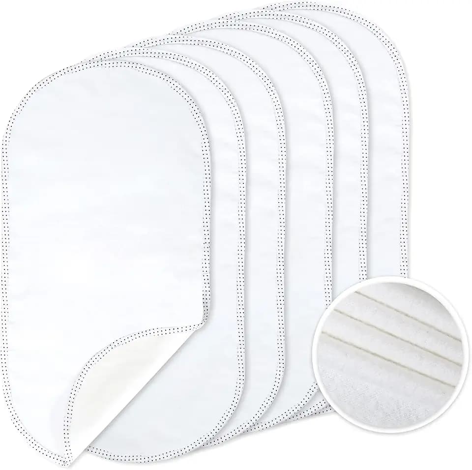 TILLYOU Waterproof Changing Pad Liners 6 Pack, 100% Cotton Reusable Cloth Diaper Liners, White