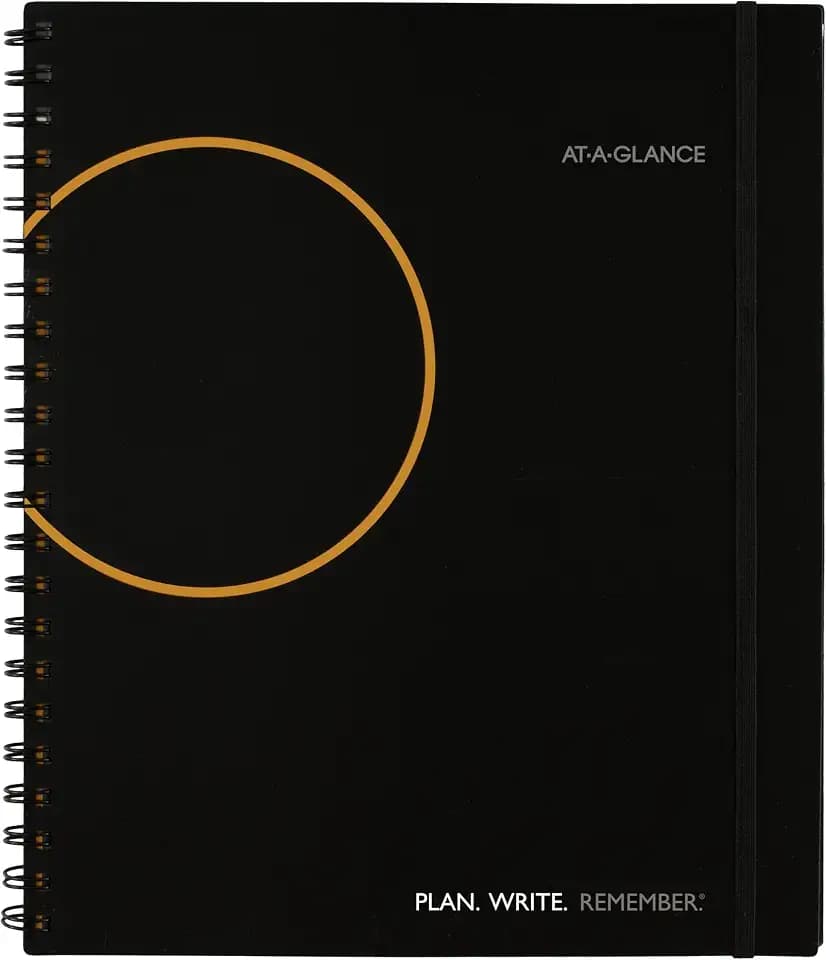 AT-A-GLANCE Undated Planning Notebook with Reference Calendars, 8.5" x 11", 168 Pages, Plan. Write. Remember., Black (7062090527)
