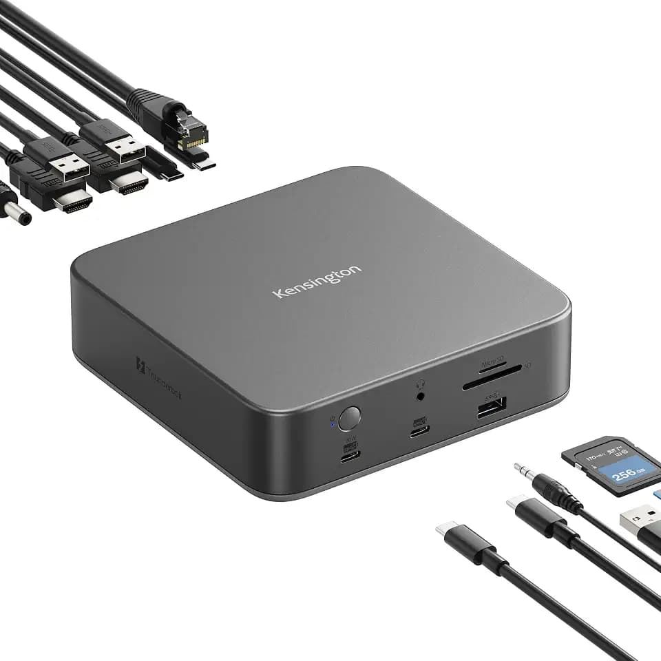 Kensington SD5010T5 EQ Thunderbolt 5 Dockingstation, für 3x4K- oder 2x8K-Monitore, 140 W PD, SD-/MicroSD-Kartenleser, 2X Thunderbolt 5, Ethernet, USB-A 3.2 Gen 2, Space Grey (K35231EU)