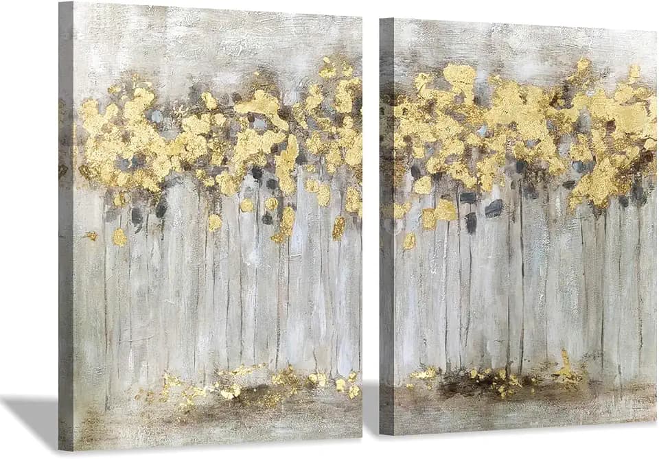 ARTISTIC PATH Abstract Golden Forest Canvas Wall Art 18"x24"x2 PCS