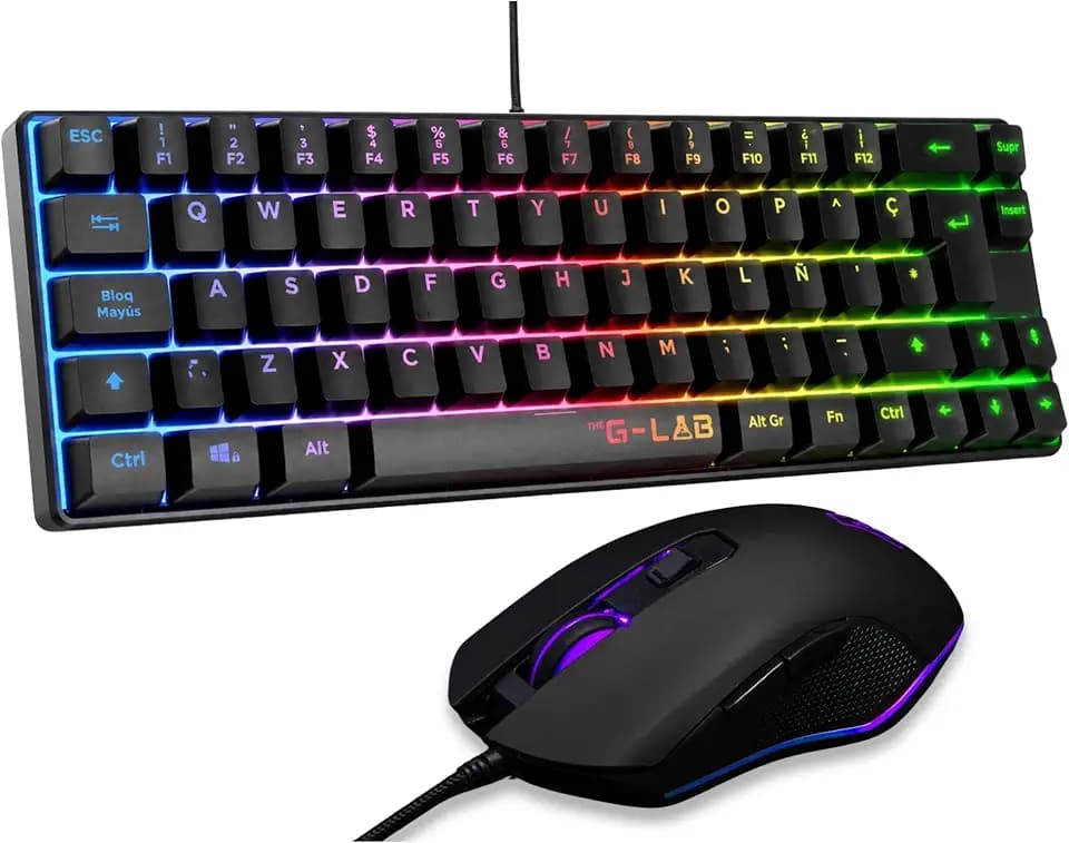 The G-Lab Combo Hydrogen QWERTY ES Gaming-Tastatur und -Maus, Schwarz