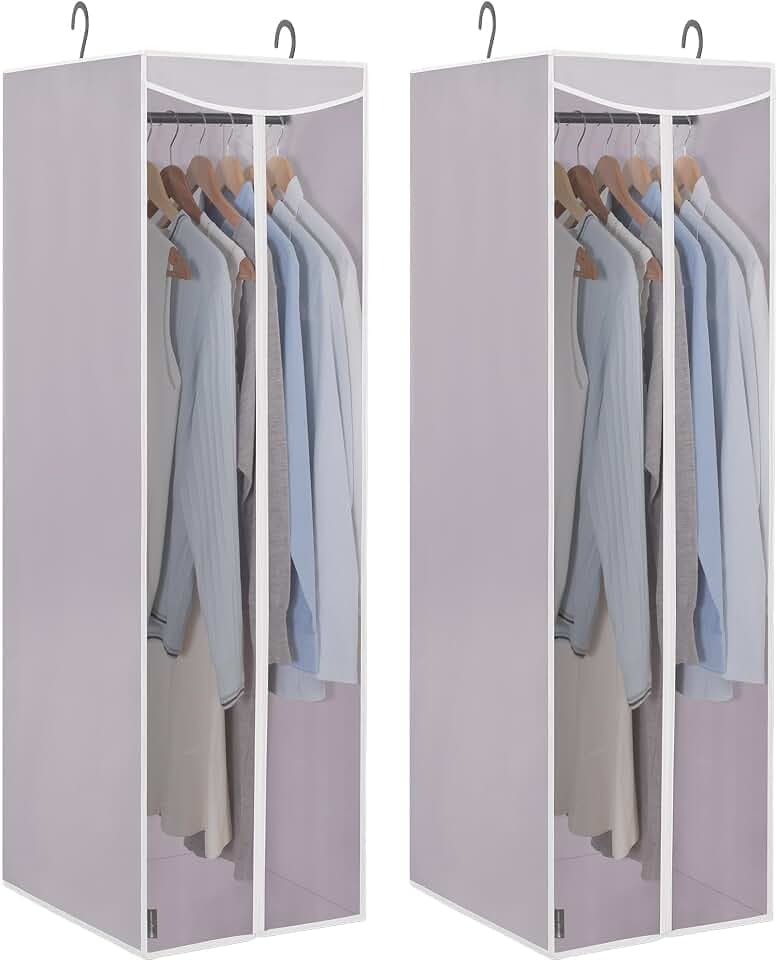 STORAGE MANIAC Garment Bags for Hanging Clothes, 57-Inch, Grey, 2-Pack