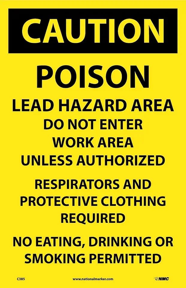 NMC C385 National Marker Poison Lead Hazard Area Paper Hazard Sign