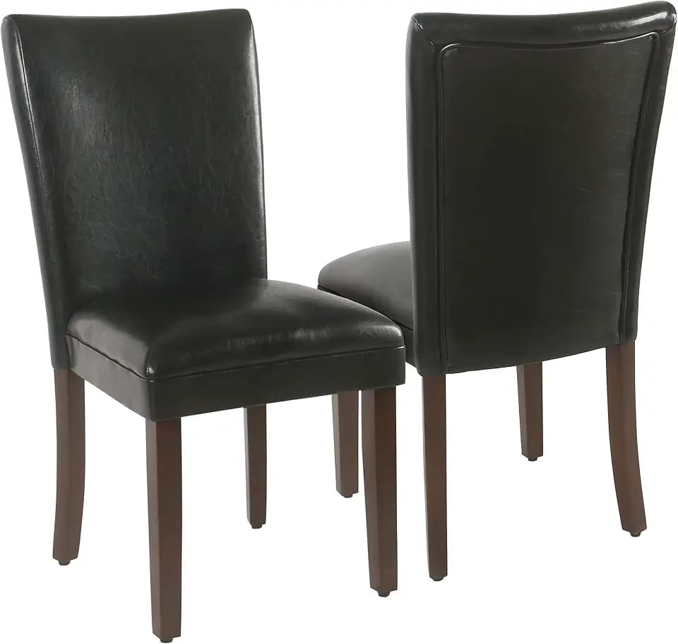 HomePop Parsons Dining Chair - Black Faux Leather (Set of 2)