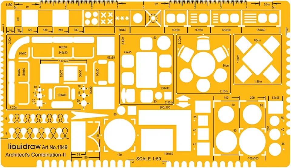 Liquidraw 1:50 Architectural Scale Ruler, 1.5mm Thick