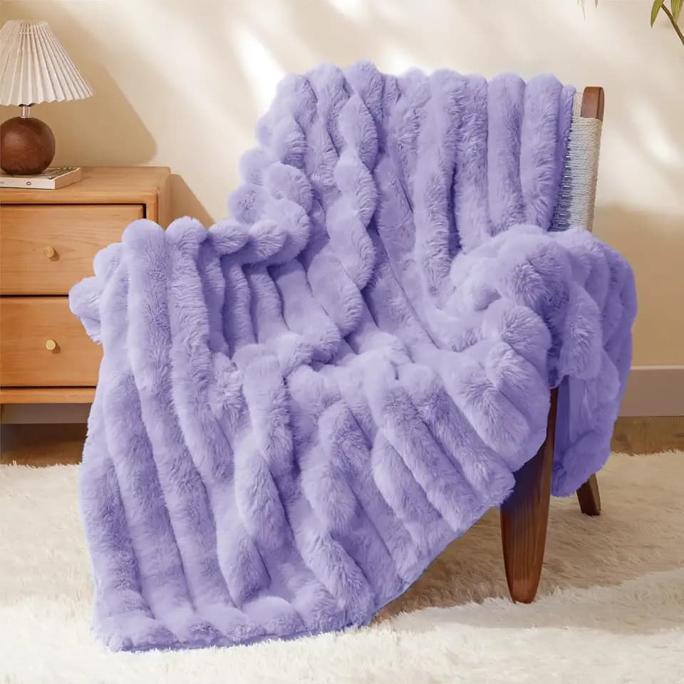 BEDELITE Faux Fur Throw Blanket for Couch, 770GSM, 60" x 80", Lavender