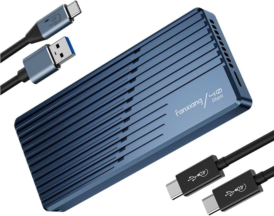 fanxiang 40Gbps M.2 NVMe SSD-Gehäuse mit Lüfter, Aluminium-Gehäuse, bis zu 3793MB/s, Kompatibel mit Thunderbolt 4/3, USB4/3.2/3.1/3.0/2.0, für 2280/2260/2242/2230 SSDs (nur M-Key)—MP400
