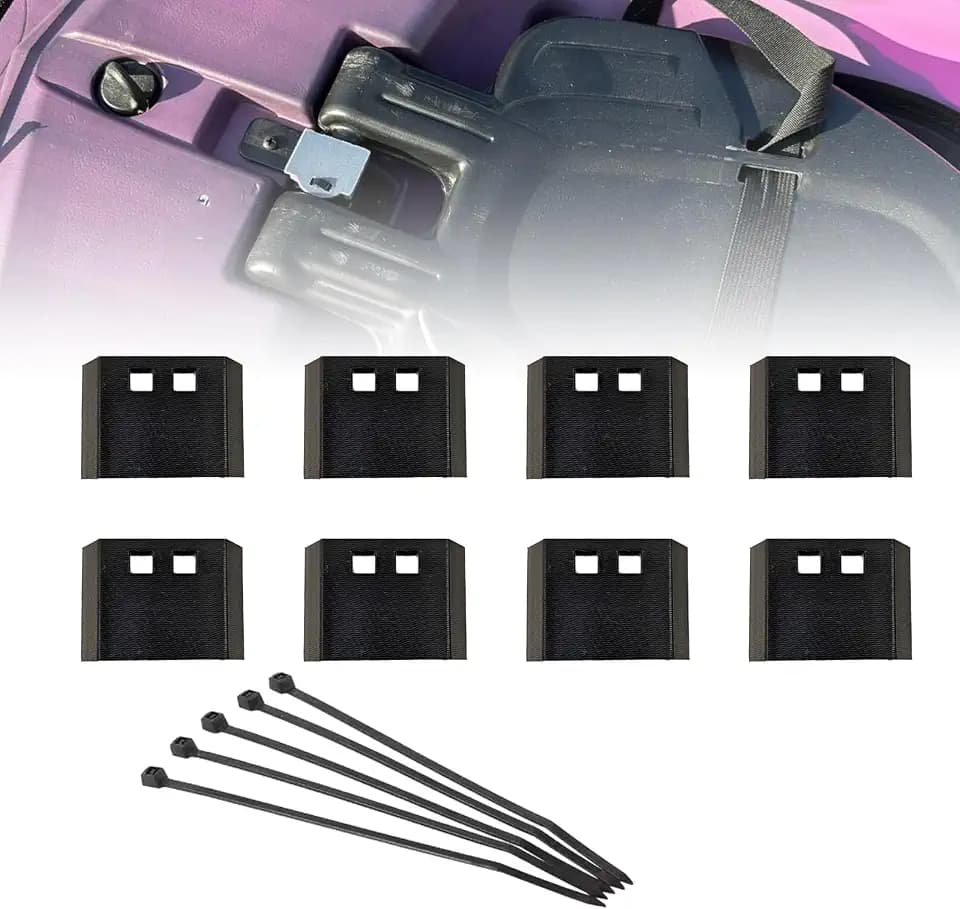 Kayak Seat Clips Replacement for Lifetime Triton & for Quest Canyon, Used for installing and securing kayak seats,Heavy Duty Kayak Seat Buckle with Anti-move Zip Ties, Easy Snap-On Installation