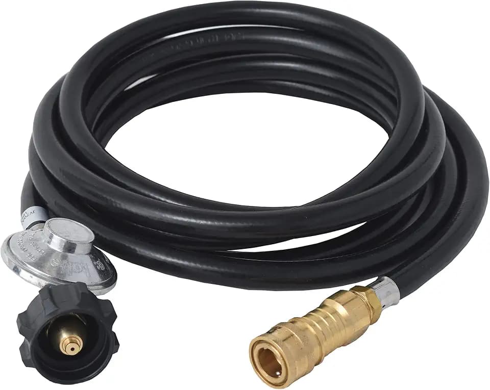 Flame King 12FT QCC/Type 1 Regulator Hose with 1/4" Quick-Connect Adapter for Heaters