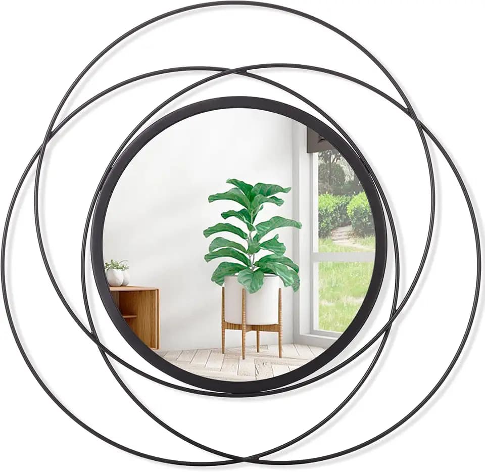 Black Circle Mirror Mounted Round Decorative Mirrors Circle for Bathroom Vanity, Living Room or Bedroom Entryway 24" x 24"