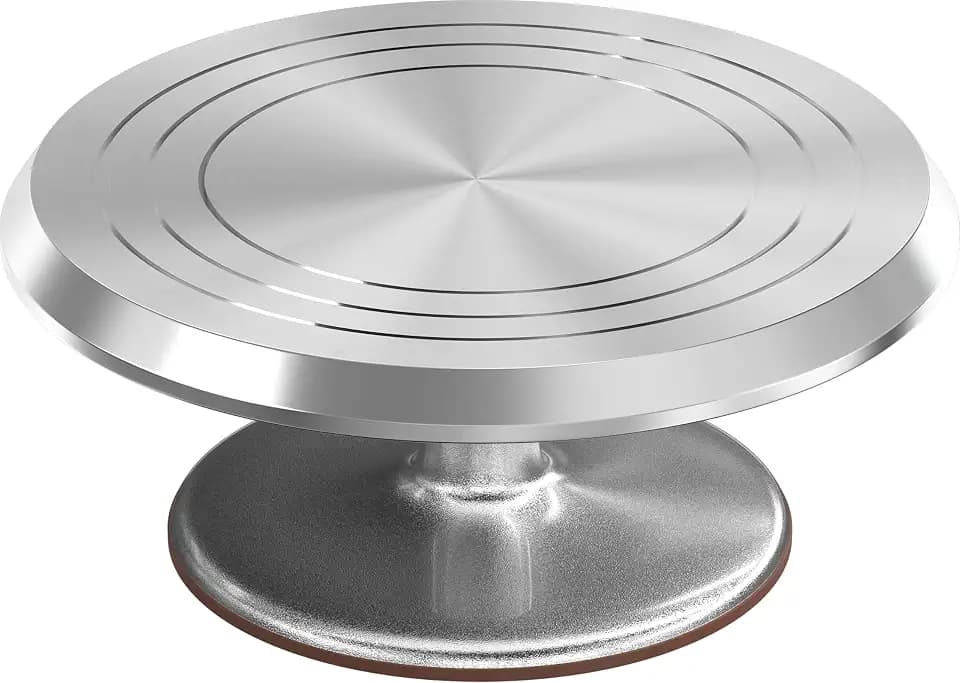Riccle 12 Inch Silver Aluminum Alloy Revolving Cake Stand