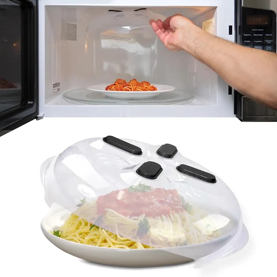 HOVER COVER Magnetic Microwave Splatter Cover for Food - 12-Inch - Black
