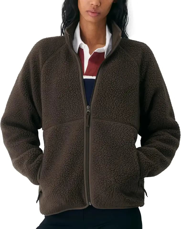 Hixiaohe Fuzzy Fleece Jacket Women Full Zip Fall Winter Sherpa Warm Coats