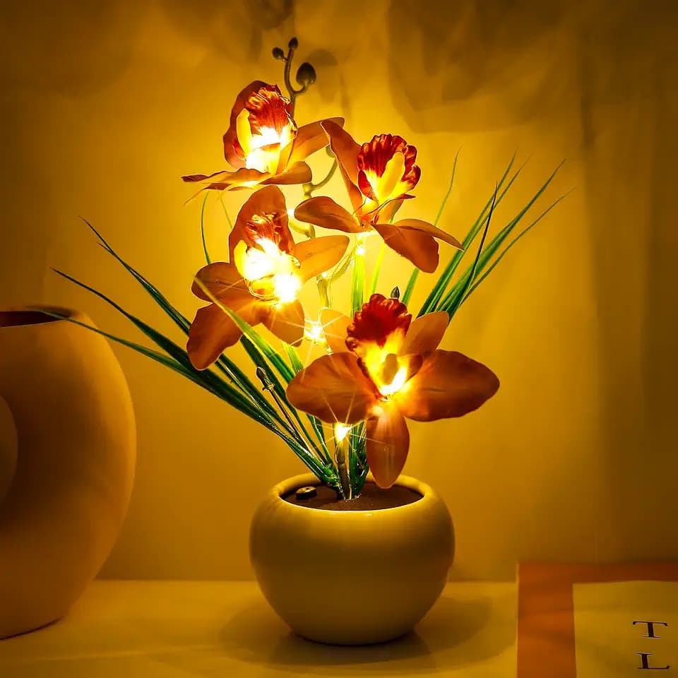 WSYEAR Orchid Lamp-Artificial Flower Night Light, Orchid Flower with Vase Lamp, LED Table Lamp Decorative Landscape Lights for Festival Party Home Decor