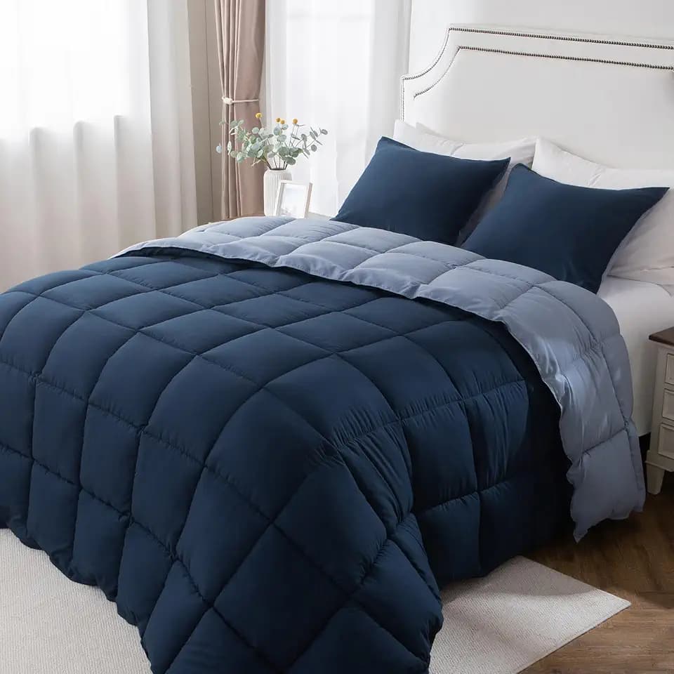 KASENTEX King Comforter Set, Reversible, Goose Down Alternative, All Season