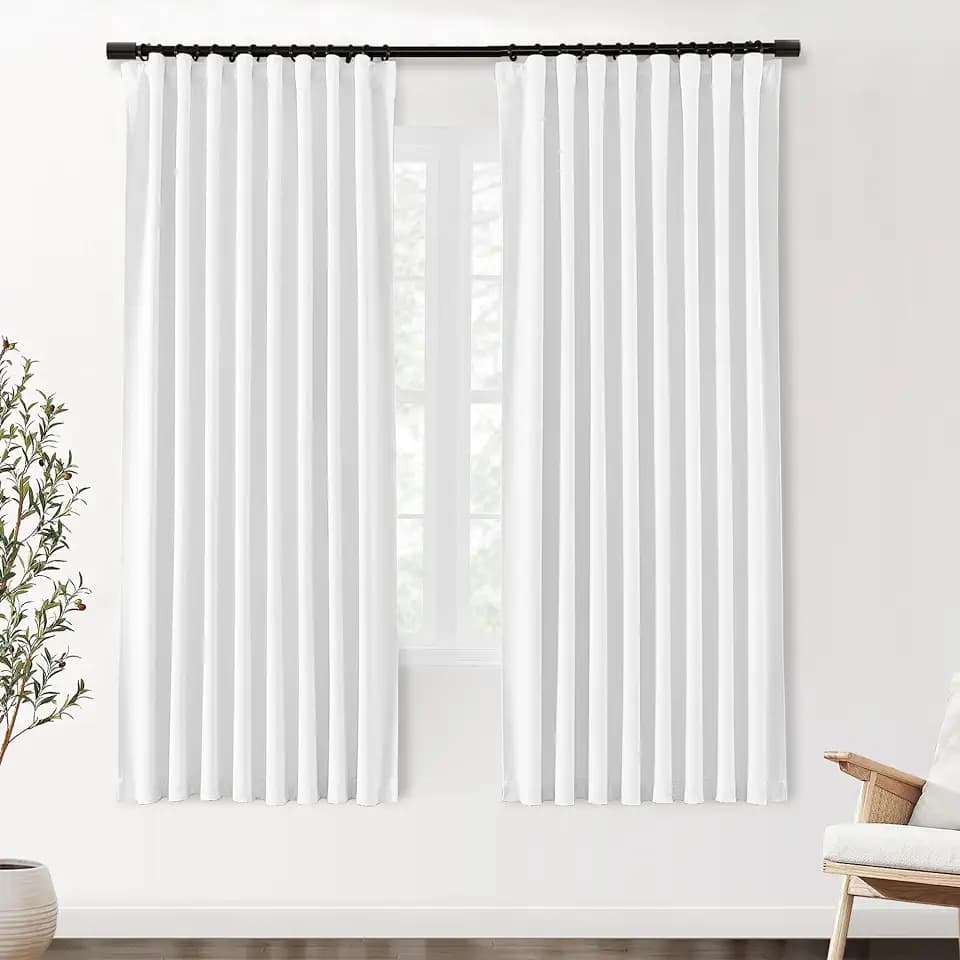 SHINELAND 72 Inch White Curtains, Back Tab Thermal Insulated Drapes for Living Room Bedroom