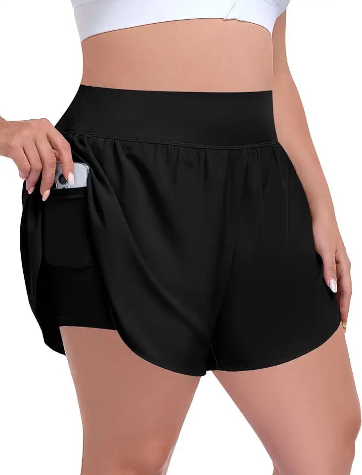 FOREYOND Plus Size Running Athletic Shorts for Women