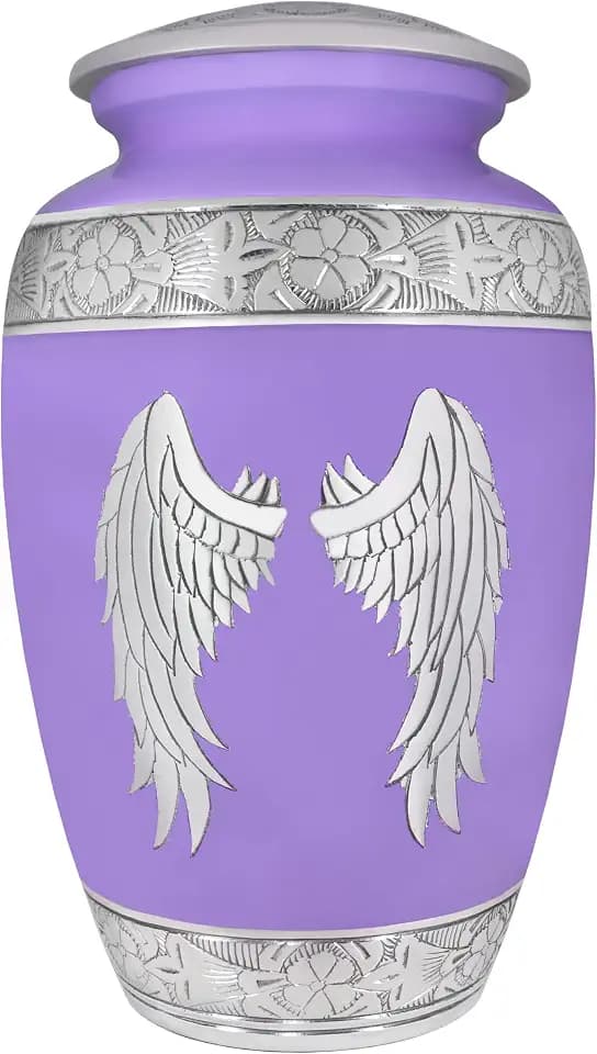 NANIURN Cremation Urn, Purple Angel Wings Urn for Human Ashes, Large Size
