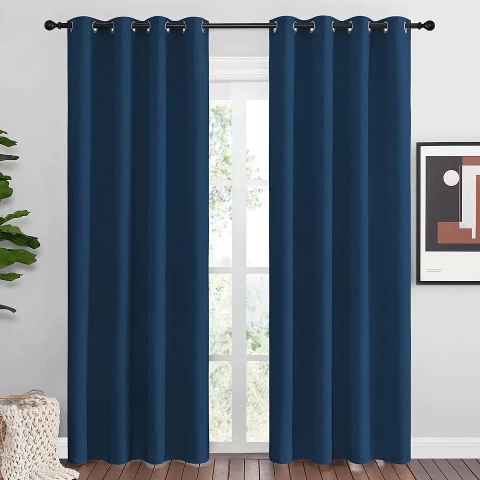 NICETOWN Moroccan Blue Blackout Curtains 86" Long, 55" Wide, 2 Pieces for Office, Dining Room, Guest Room - Sound Reducing, Heat and Cold Block Panels for Modern Decorative