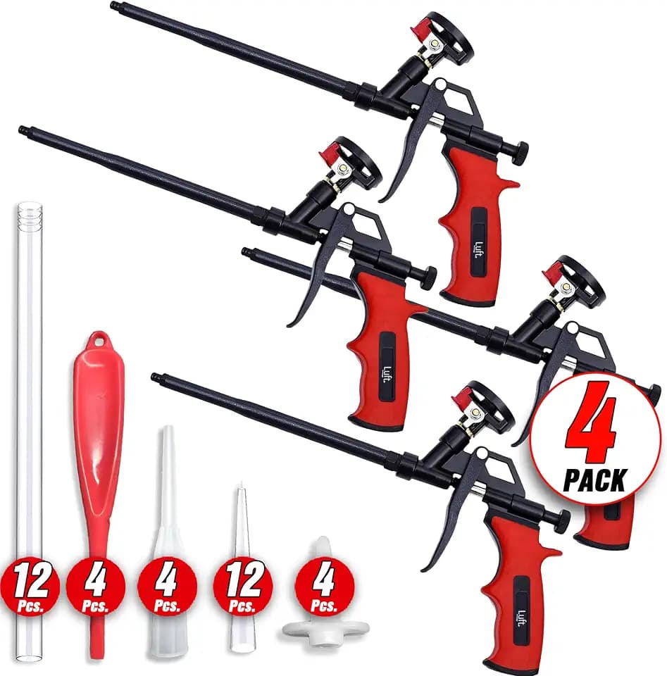 Professional Expanding Foam Spray Gun, 4 Insulation Guns + 36 Extenders