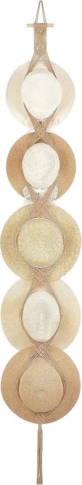 Dahey Macrame Hat Hangers for Wall Cowboy Hat Holder Organizer, 5 Hat Style